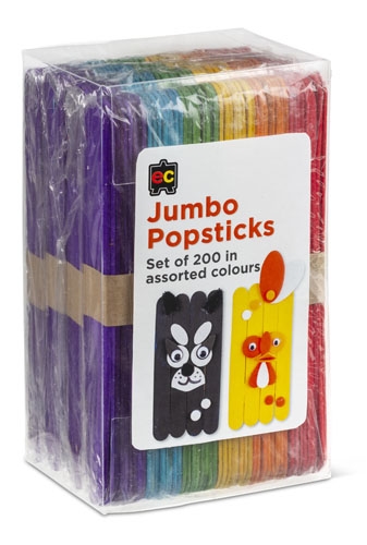 Jumbo Popsticks Coloured 18 x 1.5cm Pk200 EC